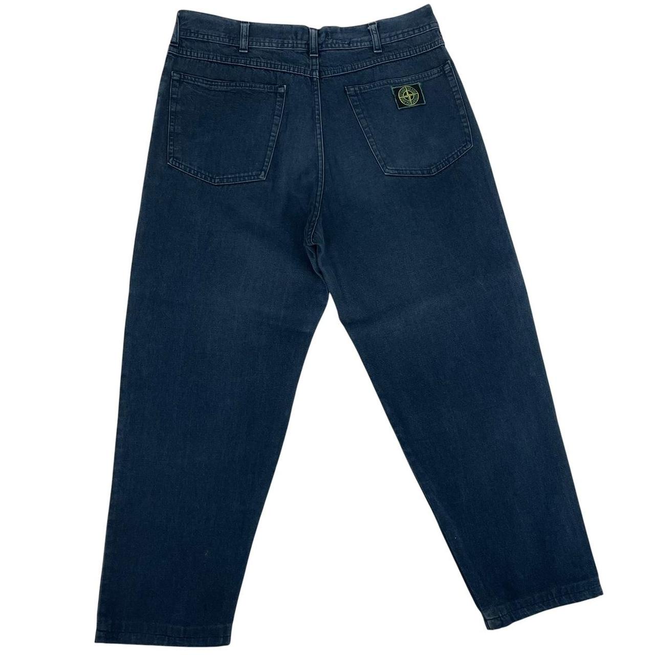 Vintage 80s Stone Island Navy Blue Regular Fit Green Edge Badge Denim Jeans