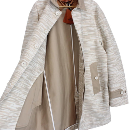 Missoni Beige and Cream Button Up Wool/Viscose Knit Trench Coat