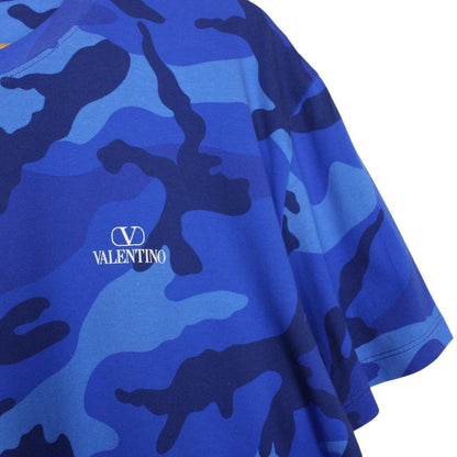 Valentino Garavani Blue Camo Cotton Short Sleeve T-Shirt
