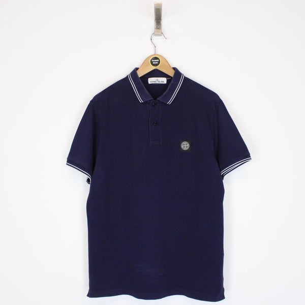 Stone Island Navy Blue Short Sleeve Compass Polo Shirt