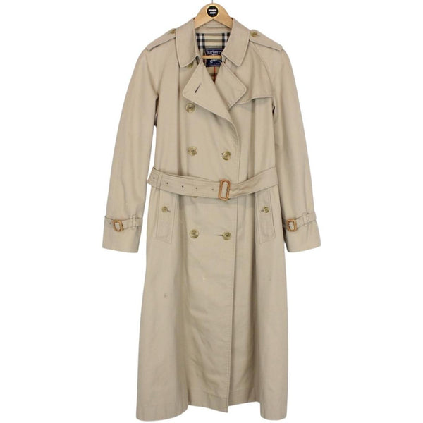 Vintage 90s Burberry Beige Double Breasted Belted Trench Coat
