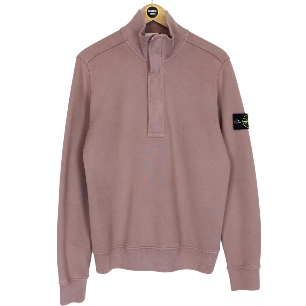 Stone Island AW 2018 Pink 1/4 Zip Cotton Sweatshirt Jumper