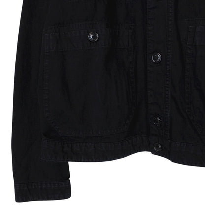 CP Company ‘Blu’ Navy Blue Garment Dyed Button Up Cotton Lens Overshirt