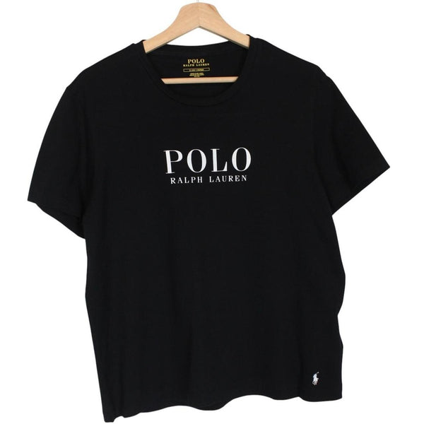 Polo Ralph Lauren black and white pocket t-shirt with logo print and cotton material.