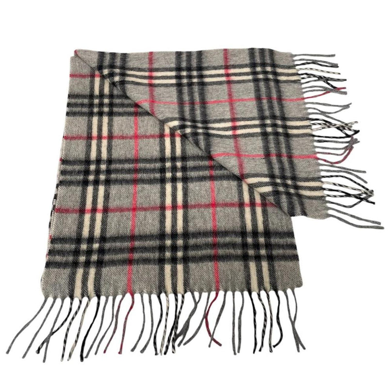 Vintage 90s Burberry Grey Nova Check Lambswool Scarf