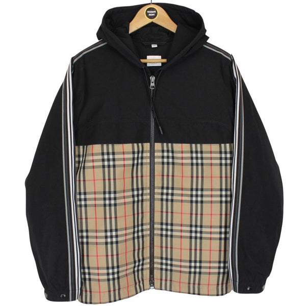 Burberry Compton Black and Tan Nova Check Full Zip Hooded Jacket