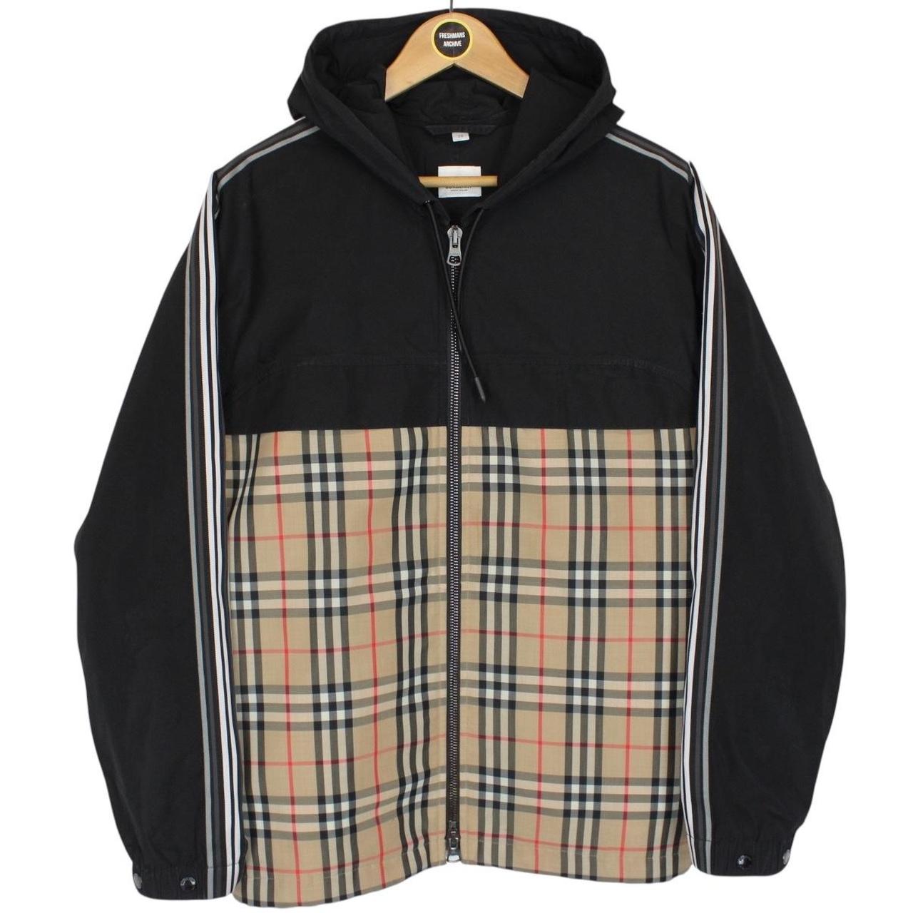 Burberry Compton Black and Tan Nova Check Full Zip Hooded Jacket