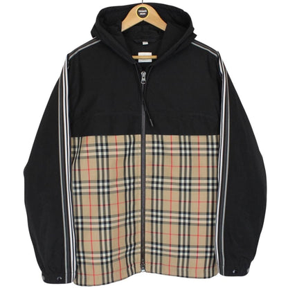Burberry Compton Black and Tan Nova Check Full Zip Hooded Jacket