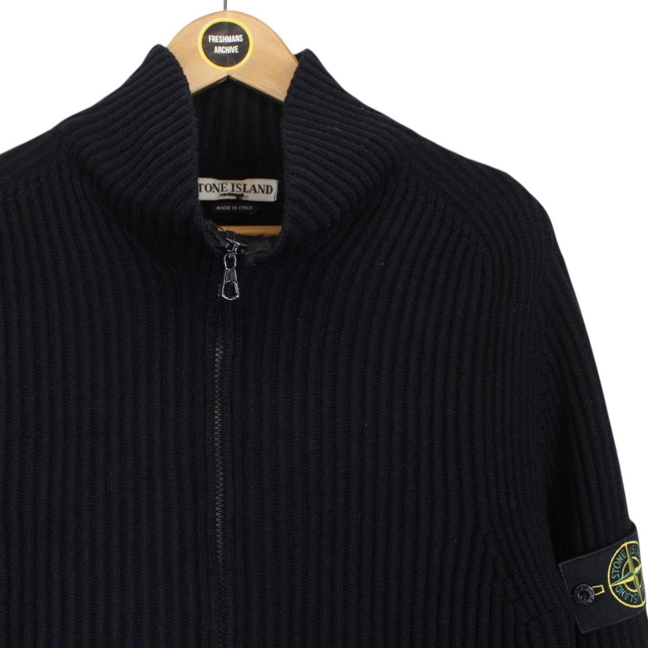 Vintage Stone Island AW 2003 Navy Blue Ribbed Wool Knit Jumper