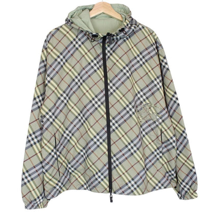 Burberry Green EKD Nova Check Full Zip Nylon Hooded Reversible Jacket