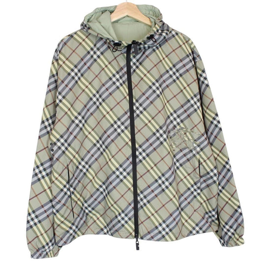 Burberry Green EKD Nova Check Full Zip Nylon Hooded Reversible Jacket