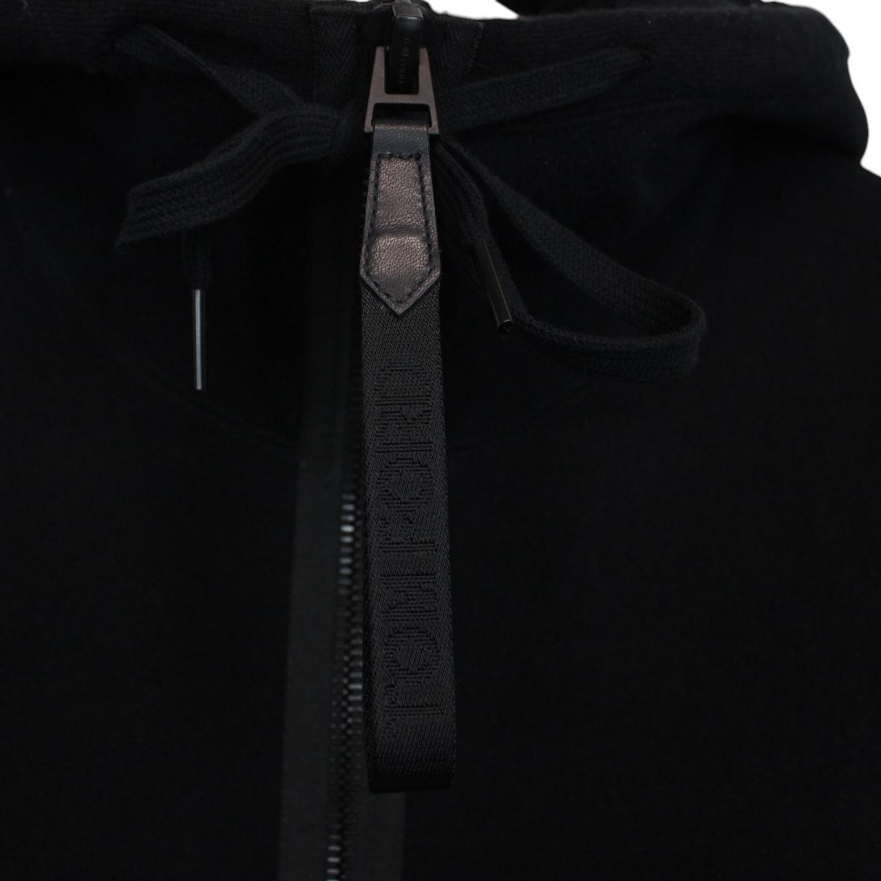 TOM FORD black full zip hoodie cashmere cotton blend with logo detail.
