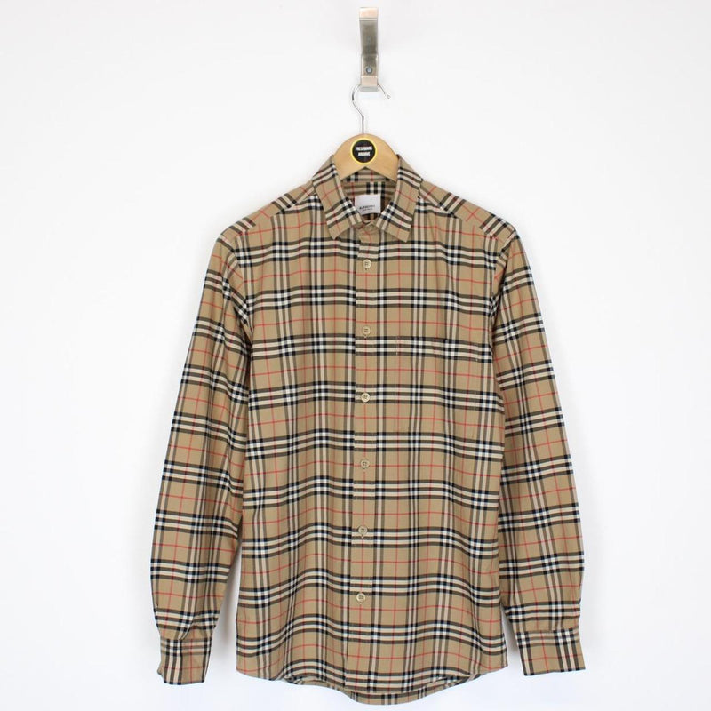 Burberry London Tan Brown Nova Check Long Sleeve Poplin Shirt