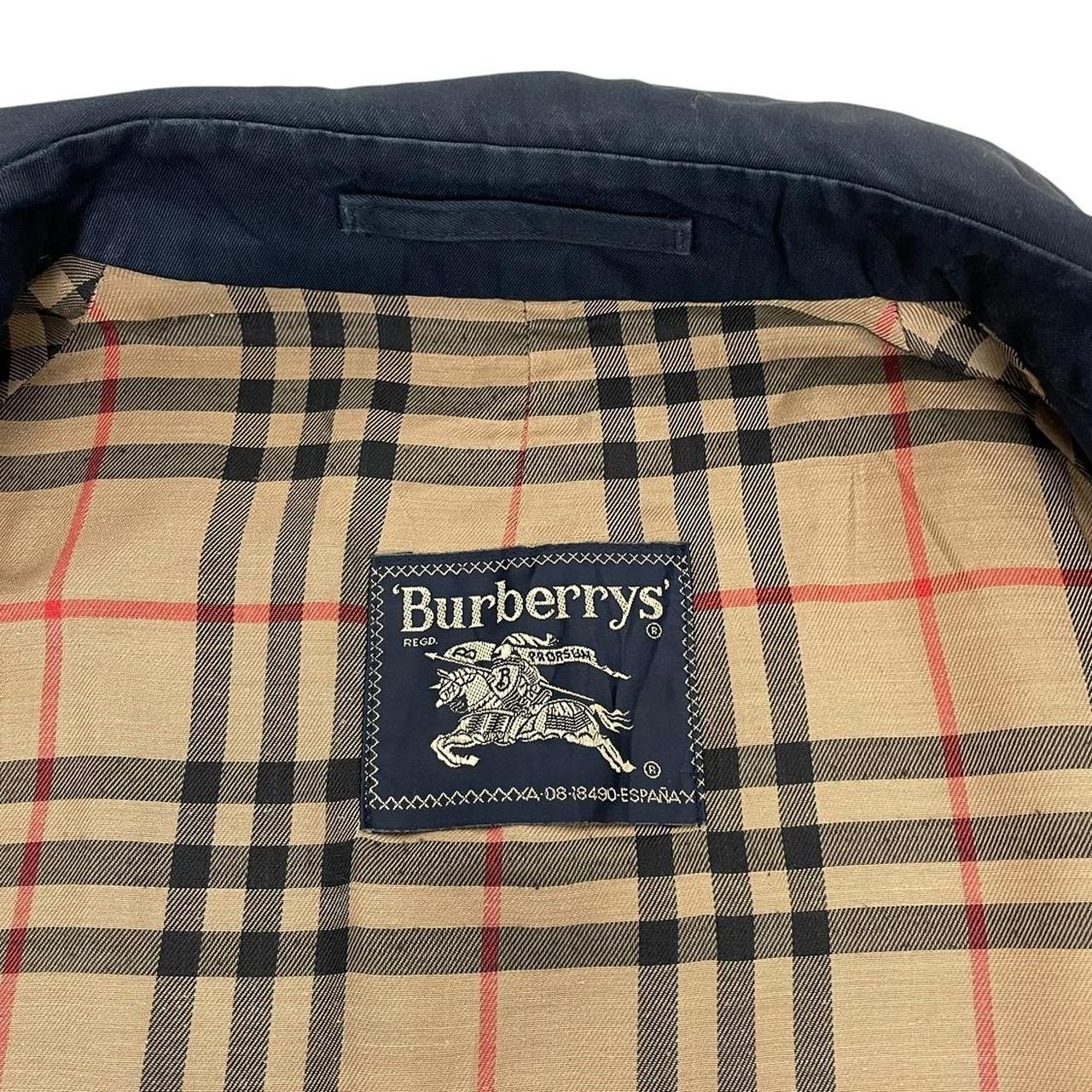 Vintage 80s Burberry Navy Blue Single Breasted Trench Coat