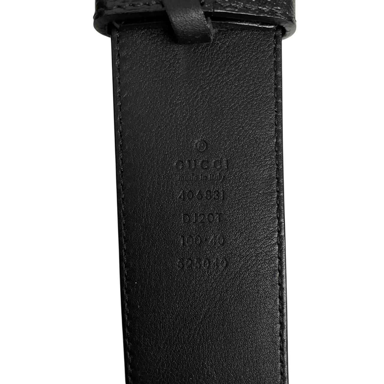 Gucci Black and Gold Marmont Textured Leather Belt with GG Buckle