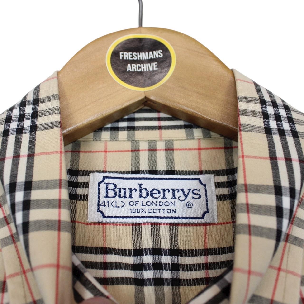 Vintage 90s Burberry Beige Nova Check Short Sleeve Cotton Shirt