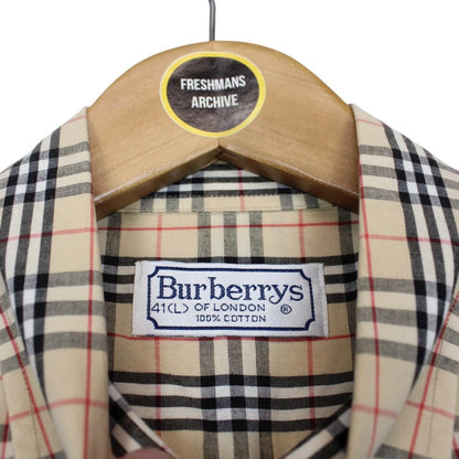 Vintage 90s Burberry Beige Nova Check Short Sleeve Cotton Shirt