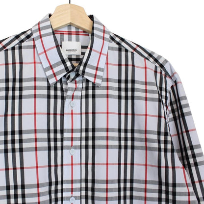 Burberry Light Blue Nova Check Long Sleeve Cotton Shirt
