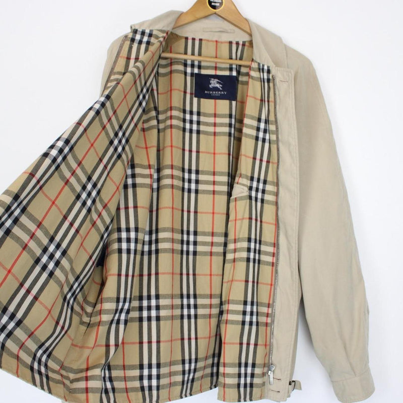 Burberry London Beige Nova Check Full Zip Harrington Jacket