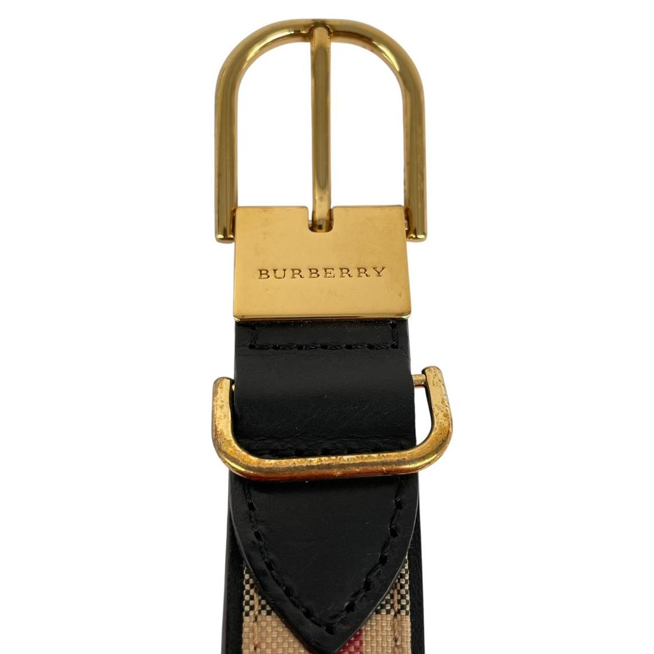 Burberry London Beige and Black Nova Check Thin Leather Belt