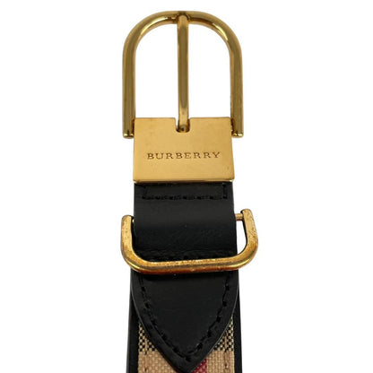 Burberry London Beige and Black Nova Check Thin Leather Belt