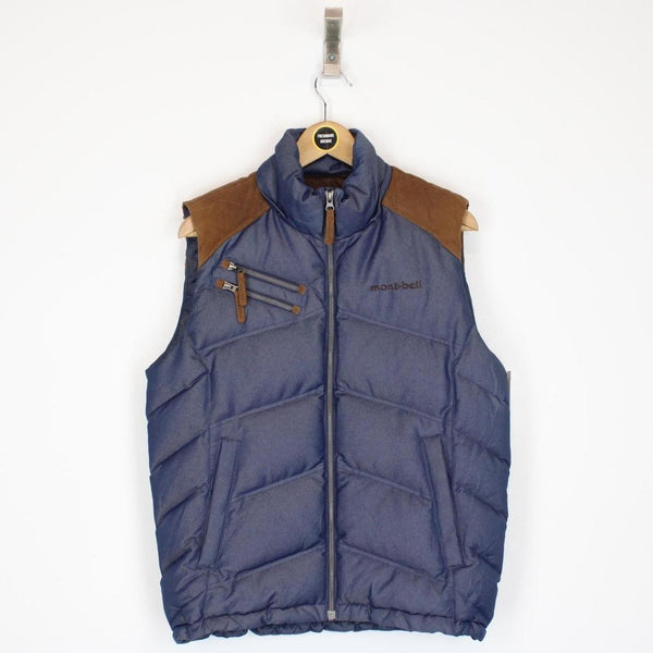 Vintage Montbell Blue and Brown Full Zip Gilet / Bodywarmer