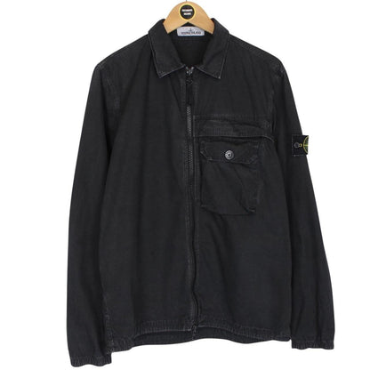 Stone Island AW 2020 Black Full Zip Cotton Overshirt Jacket