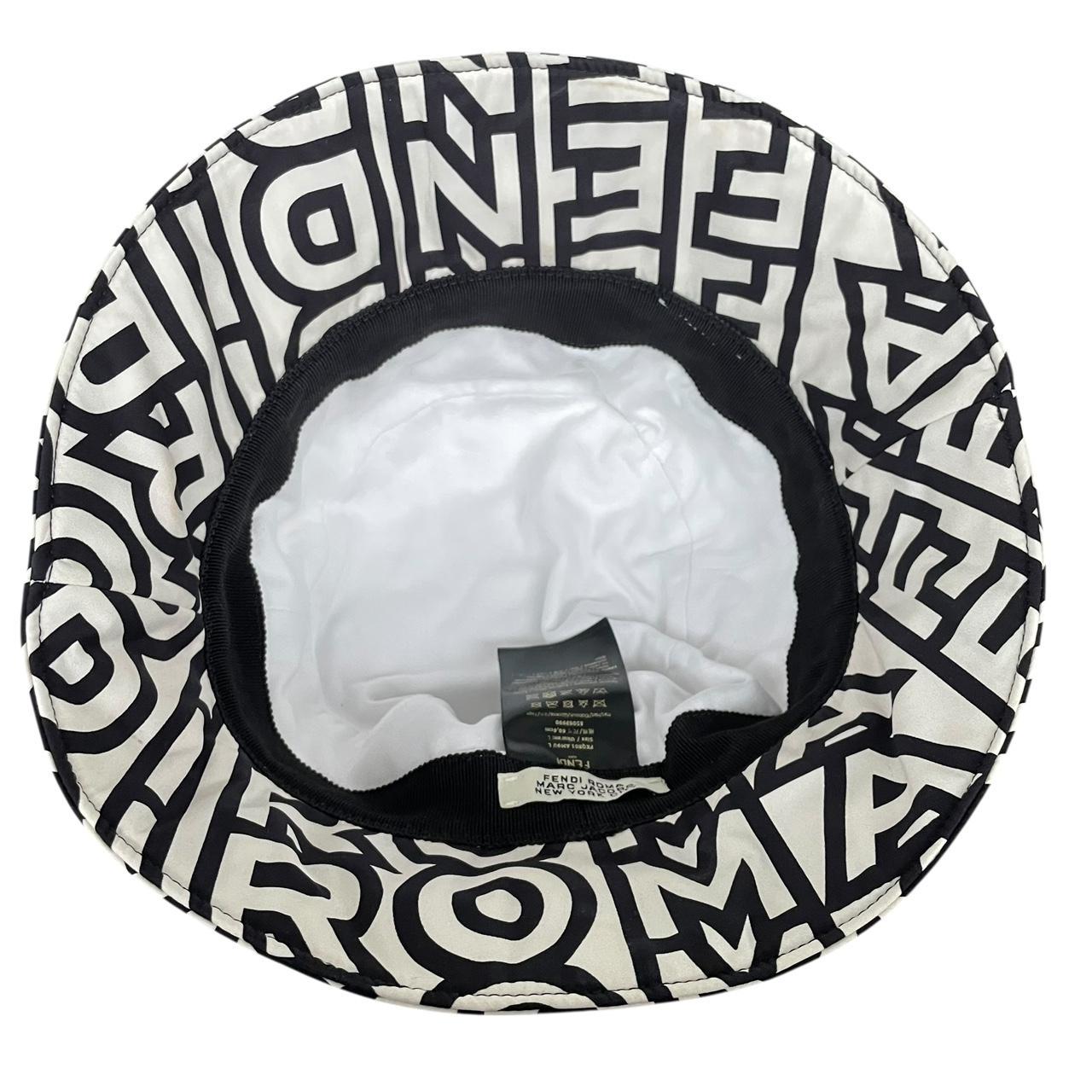 Fendi Roma x Marc Jacobs Black and White Monogram Logo Print Bucket Hat