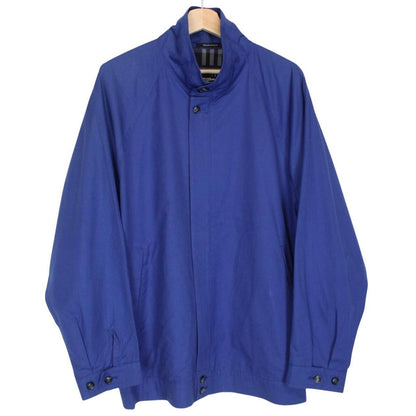 Vintage 90s Burberry Blue Nova Check Lined Cotton Harrington Jacket