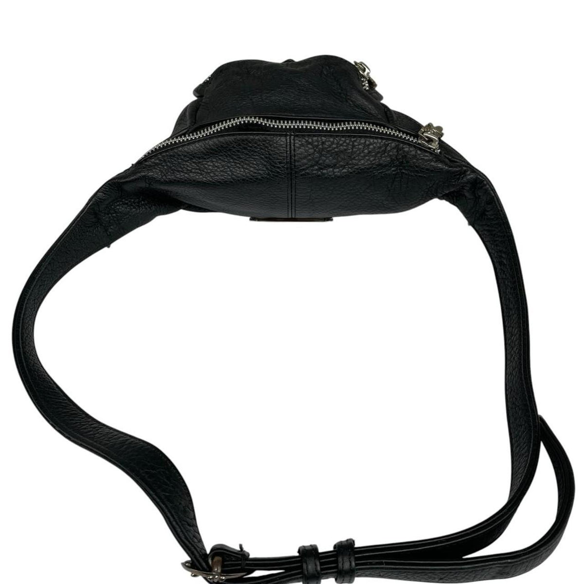Chrome Hearts black fanny pack grained calfskin with logo detail and original dust bag.