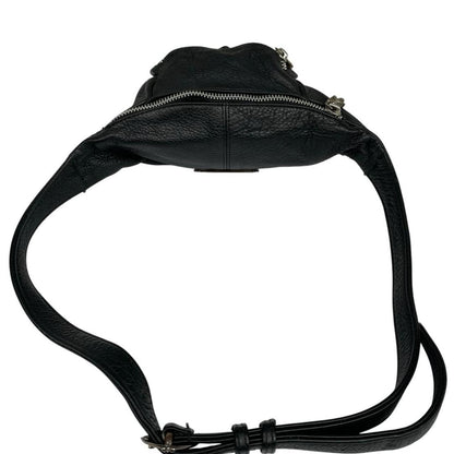 Chrome Hearts black fanny pack grained calfskin with logo detail and original dust bag.
