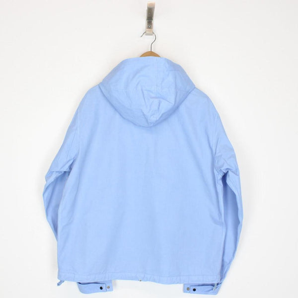 CP Company Light Blue Garment Dyed Full Zip Lens Cotton Hooded Jacket