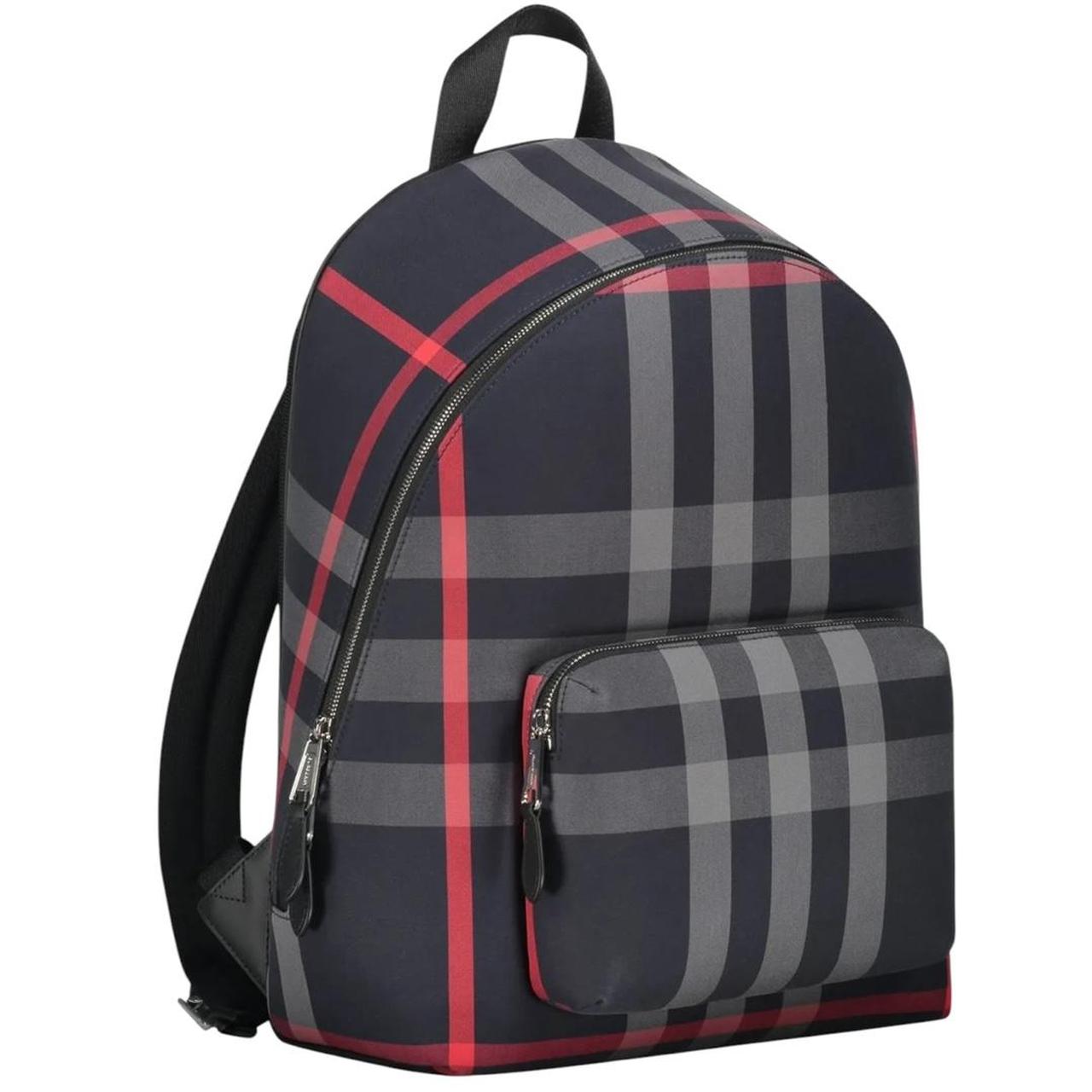 Burberry duffel bag navy blue and black signature Nova Check pattern with logo.