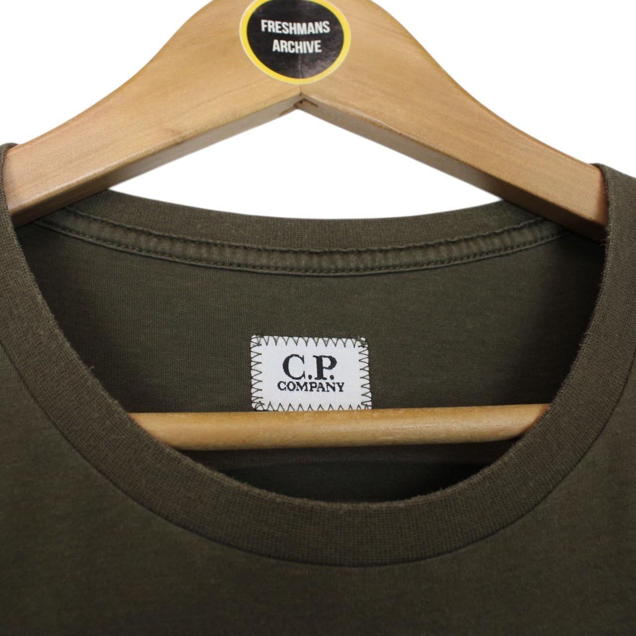 CP Company Khaki Brown Block Logo Short Sleeve T-Shirt