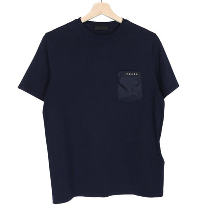Prada Navy Blue Nylon Pocket Cotton Short Sleeve T-Shirt
