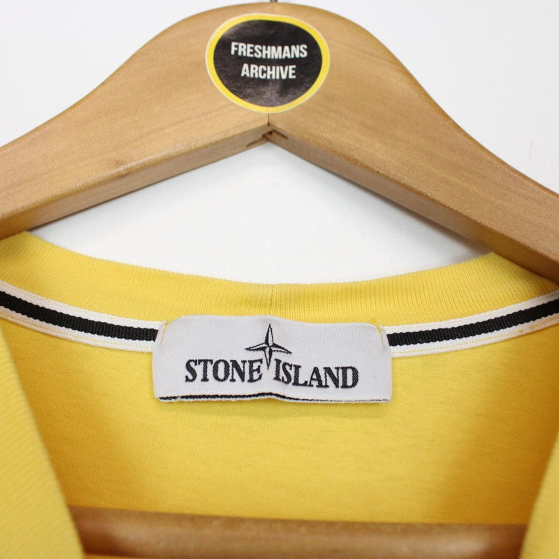 Stone Island SS 2022 Yellow Short Sleeve Logo Print Cotton T-Shirt