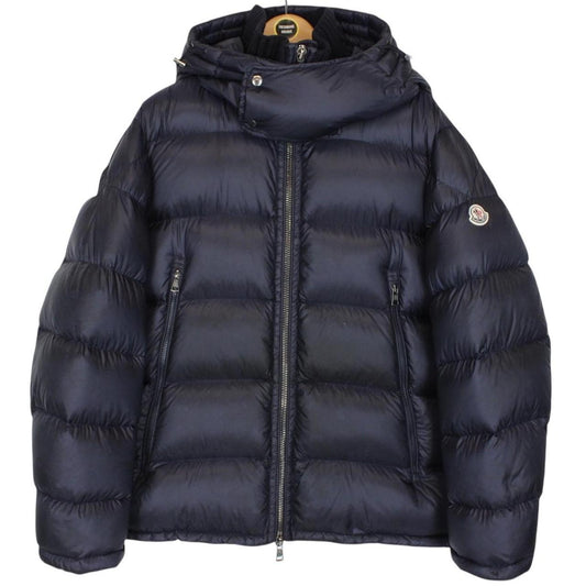 Moncler Pascal Navy Blue Full Zip Hooded Down Puffer Jacket