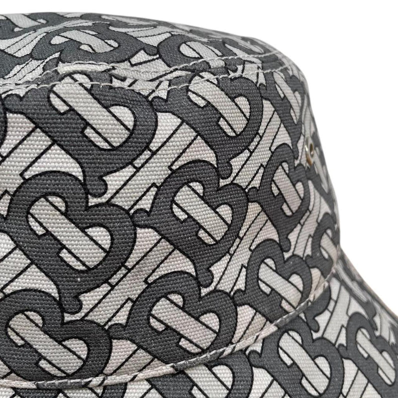 Burberry Grey Monogram Print Cotton Bucket Hat