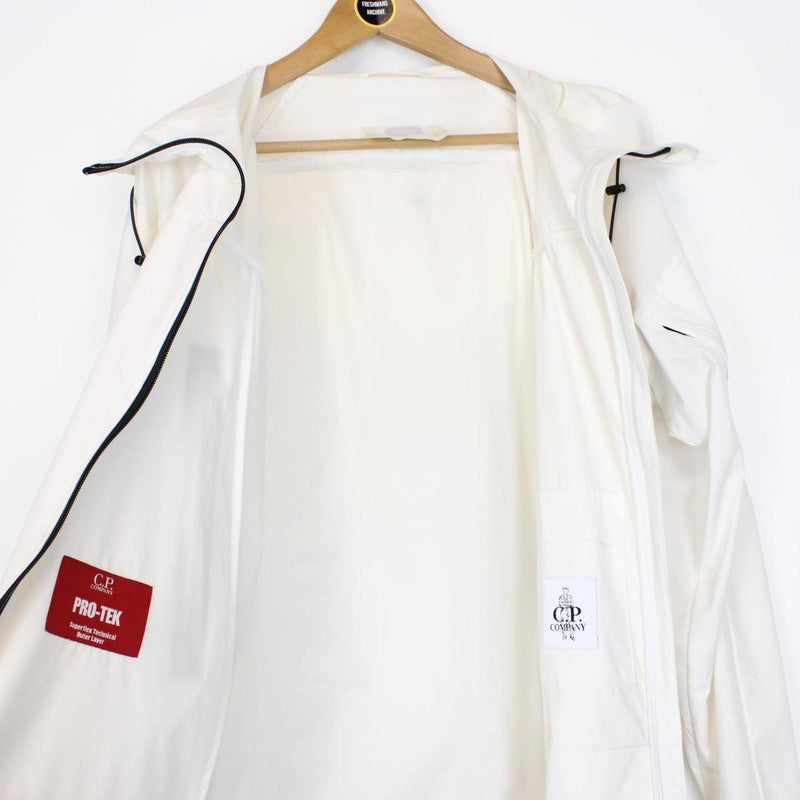CP Company White and Black Pro-Tek Lens Hooded Jacket