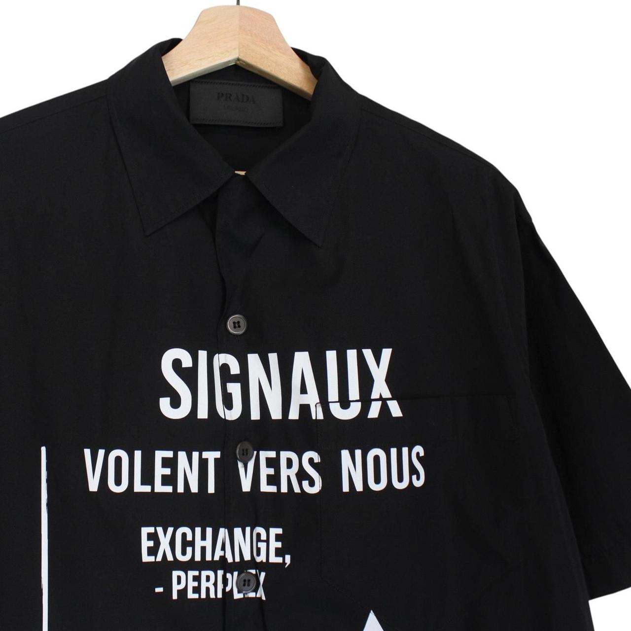 Prada x Raf Simons Signaux Black Graphic Print Short Sleeve Bowling Shirt