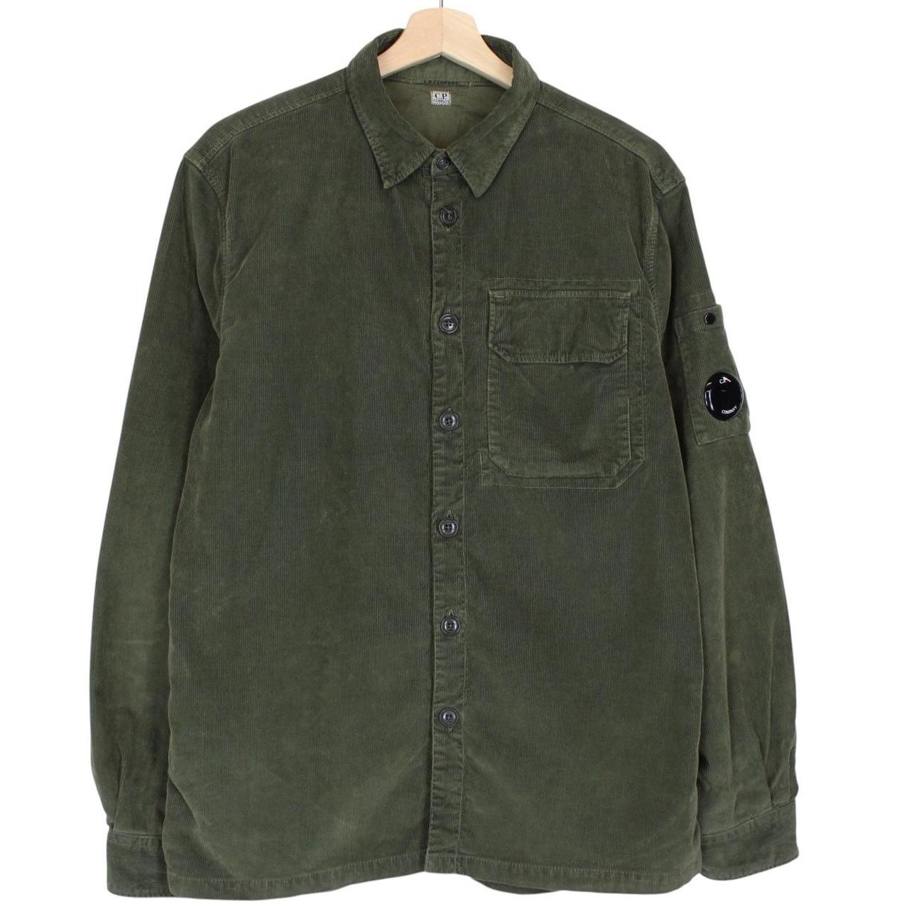 CP Company Green Button Up Lens Corduroy Overshirt