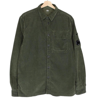 CP Company Green Button Up Lens Corduroy Overshirt
