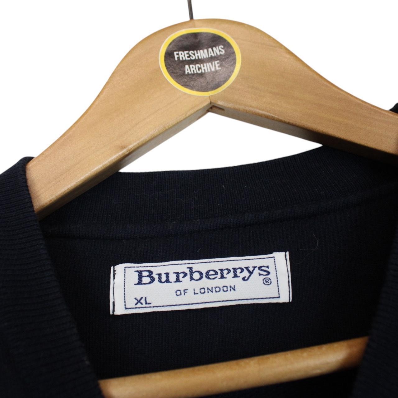 Vintage Burberry Embroidered Bear Print Navy Blue Cotton Sweatshirt