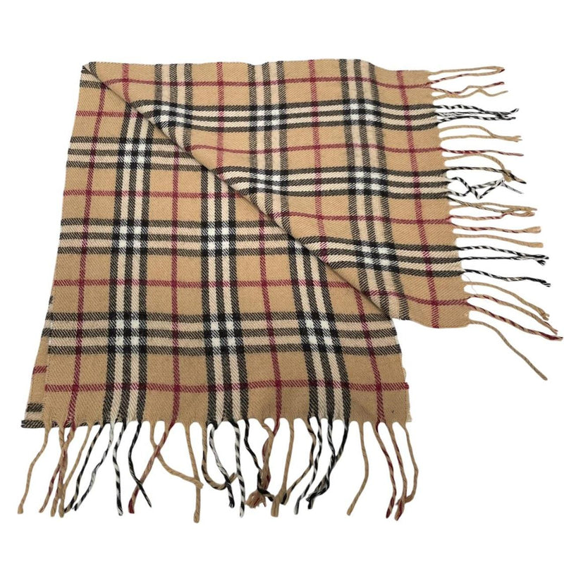 Vintage 90s Burberry Beige Nova Check Cashmere Scarf