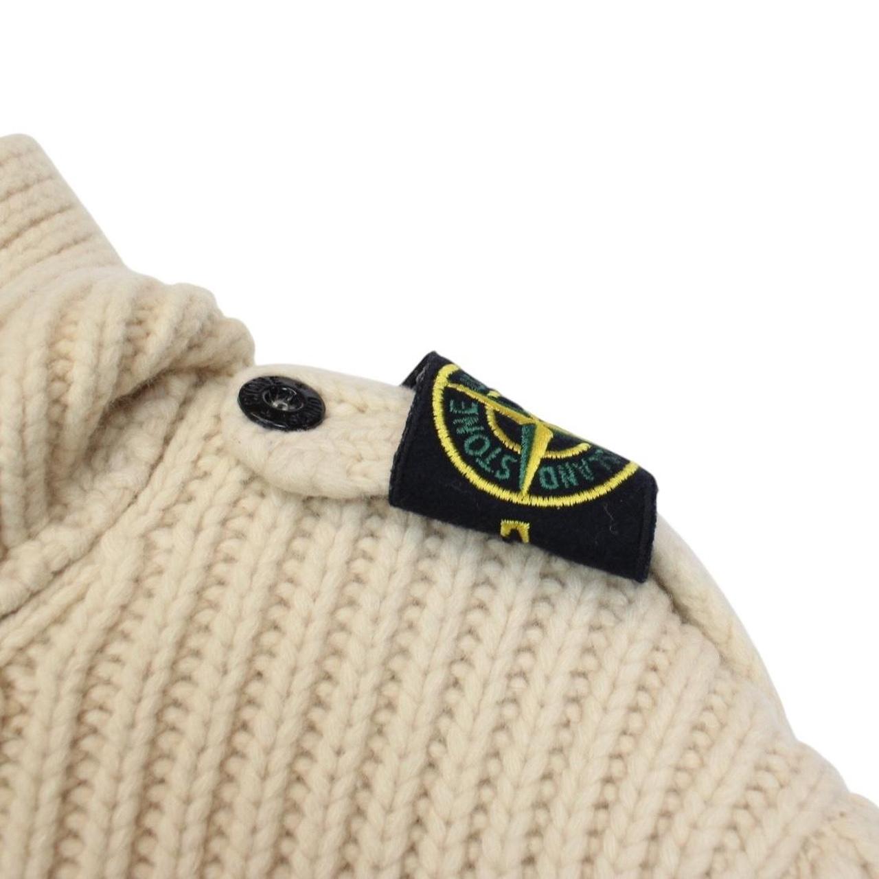 Vintage Stone Island AW 2006 Beige Ribbed Wool Knit Hoodie