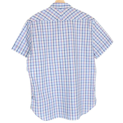 Paul Smith multicoloured check short sleeve cotton shirt with brand logo and vibrant patterns.