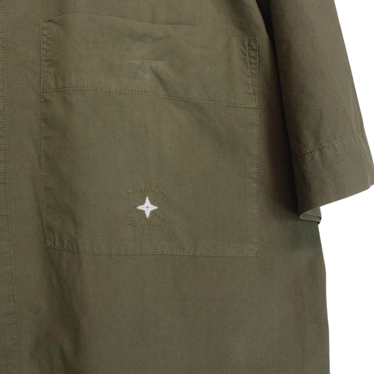 Vintage Stone Island SS 2001 Khaki Green Short Sleeve Cotton Shirt