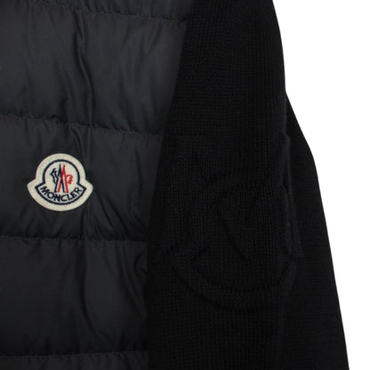 Moncler Black Full Zip Down Padded Cotton Cardigan Tricot Jacket