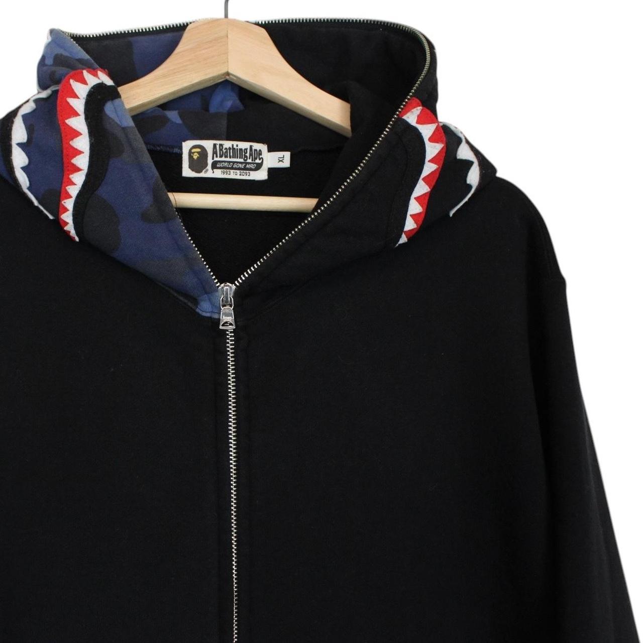 Bape Navy Blue Camo Full Zip WGM Shark Hoodie Jumper