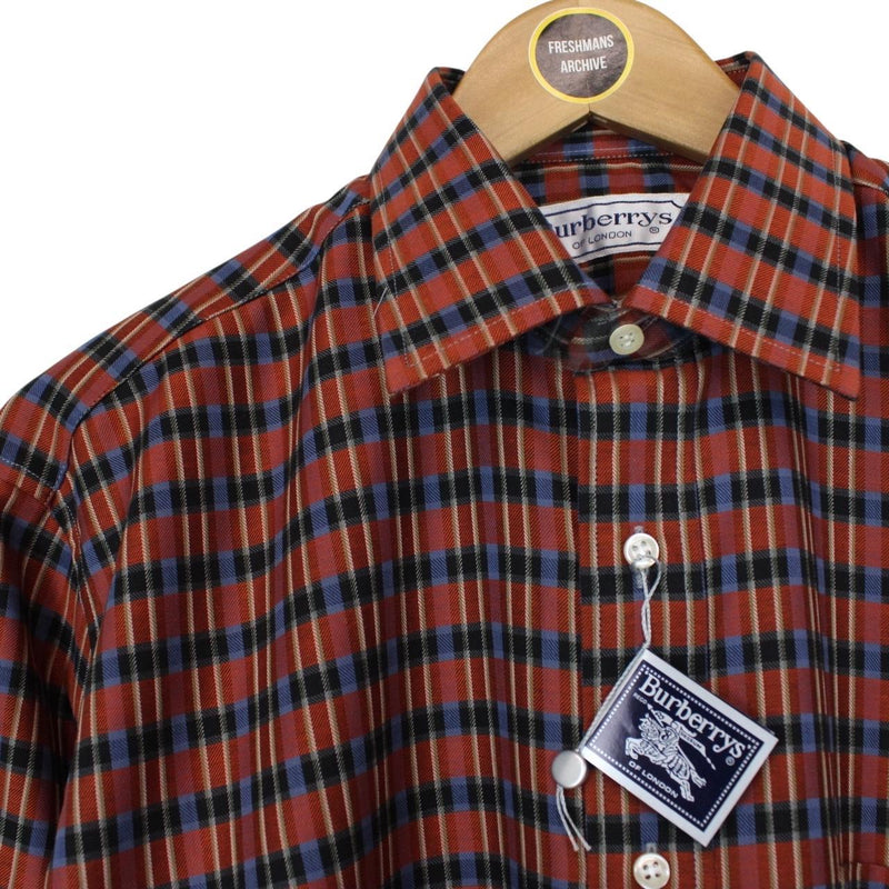 Vintage 90s Burberry Burgundy Check Long Sleeve Cotton Shirt